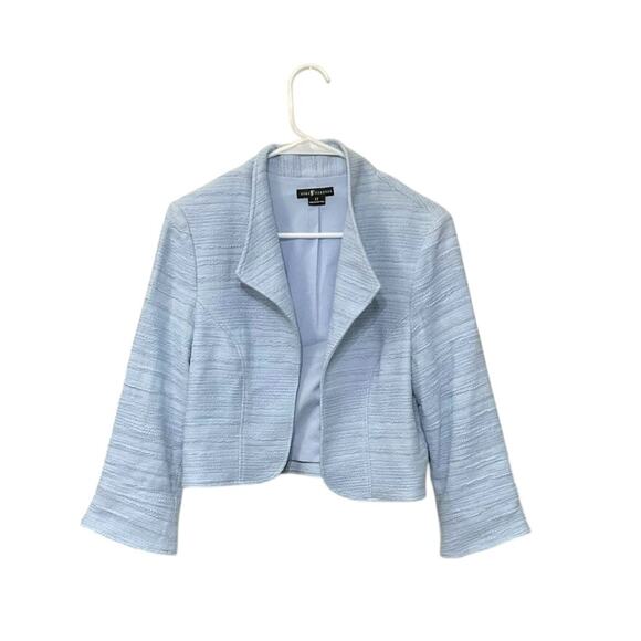 Nora Gardner Jackets & Blazers - Nora Gardner Light Blue Textured Open Front Cropped Tailored Blazer Sz 12 Large